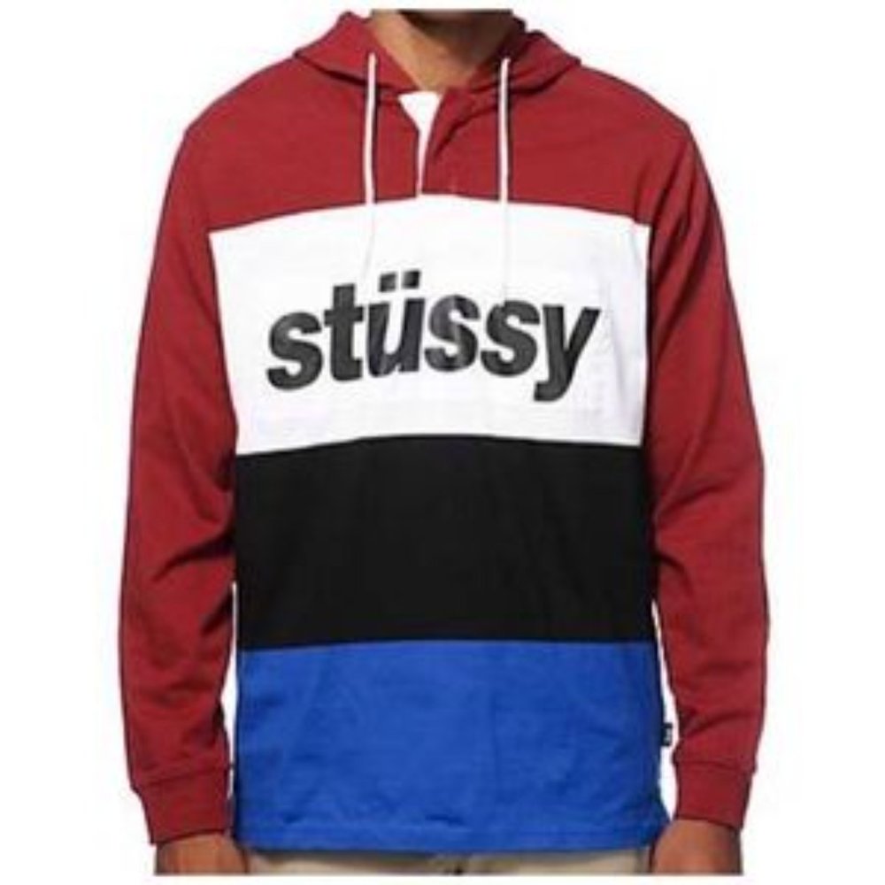 Stussy Rugby Stripe Hooded Henley Lightweight Tee